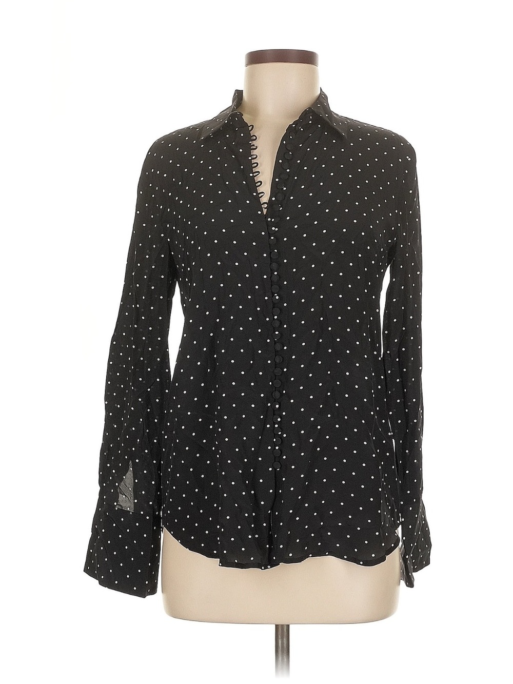 Club Monaco Black Polka Dot Button-Down Blouse